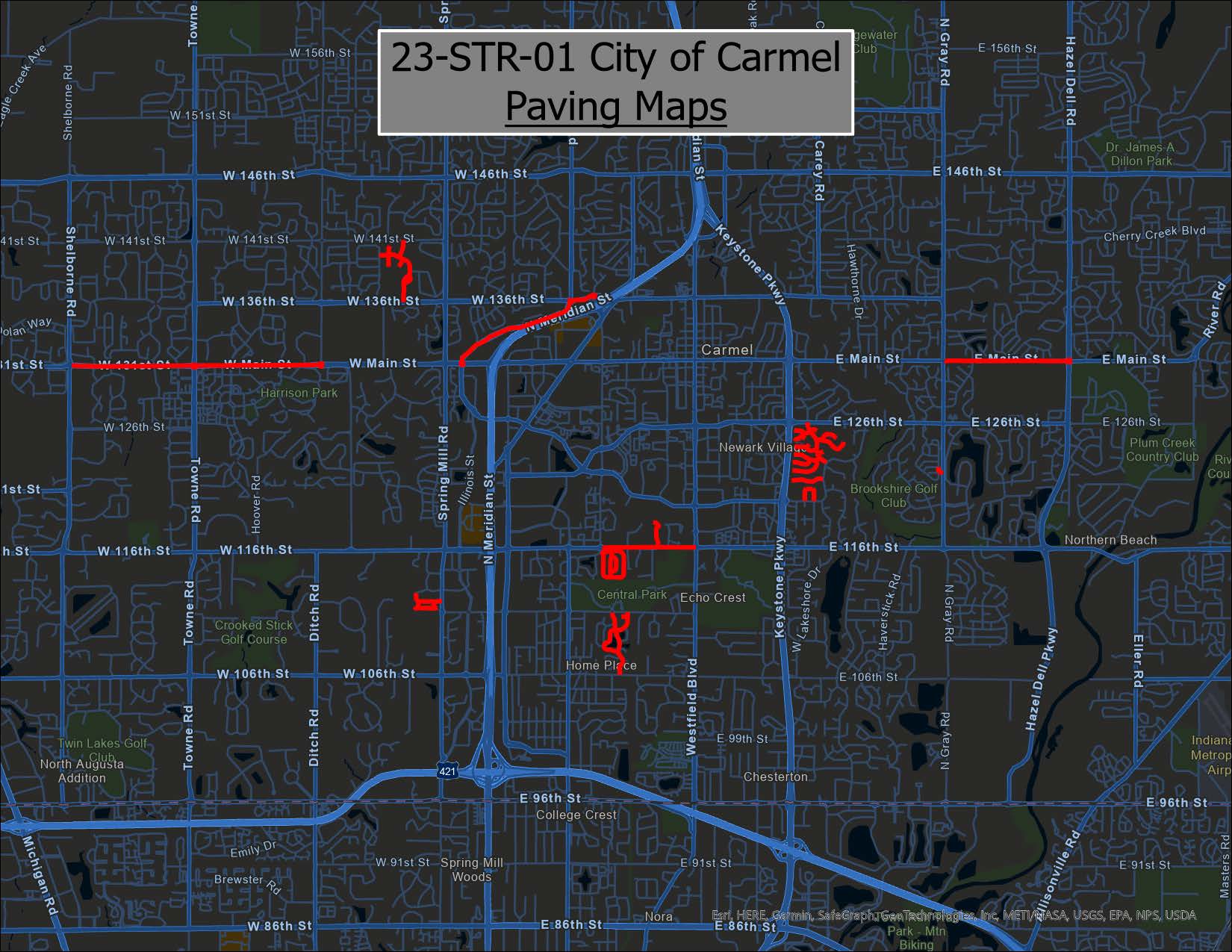 Carmel Indiana Road Paving Map 2023